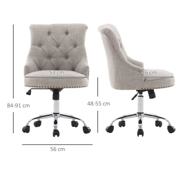 Rootz Swivel Chair - Office Chair - Work Chair - Desk Chair - Chair- 360° Rotatable - 150 Kg Load Capacity - Height Adjustable - Light Gray -  54 x 65
