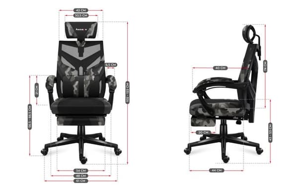 HUZARO COMBAT 5.0 Camo spelstol, Justerbar höjd, Kontorsstol, Svankstöd, Fotstöd, Nackstöd, Gaming PC