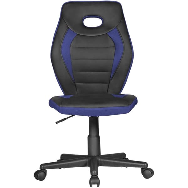 Rootz barnstol svart - blå för barn från 6 med ryggstöd - Barnsnurrstol ergonomisk barnkontorsstol - Ungdomsstol justerbar i höjdled - Barnstol utan a