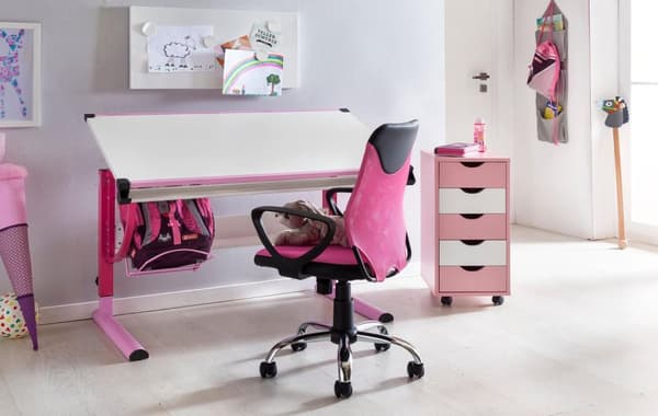 Rootz Lasten työpöytä Musta Pinkki 6-vuotiaille lapsille selkänojalla Lasten kääntötuoli Ergonominen lastentuoli - Korkeussäädettävä tuoli