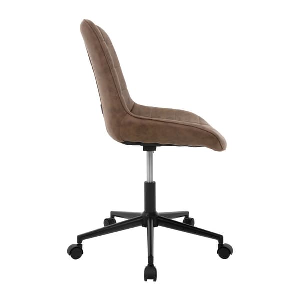 Kontorstol på hjul brun med imiteret læderbetræk og metalramme ML-design