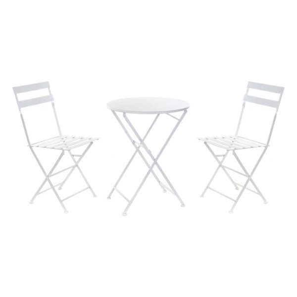 Bordsgrupp med 2 stolar DKD Home Decor Vit 80 cm 60 x 60 x 70 cm (3 pcs)