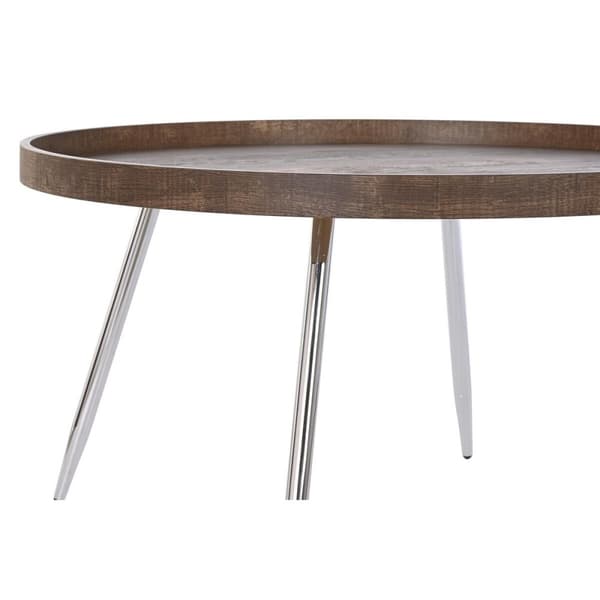 Soffbord DKD Home Decor Brun Silvrig Metall Stål Trä MDF 30 x 40 cm 78 x 78 x 41,5 cm