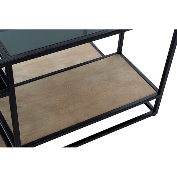 Soffbord DKD Home Decor 8424001787234 Svart Multicolour Naturell Trä Metall Speglar 120 x 60 x 50 cm