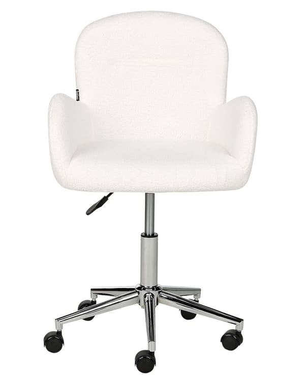 Lænestol med hvid buklee-polstring justerbar højde elegant moderne stil