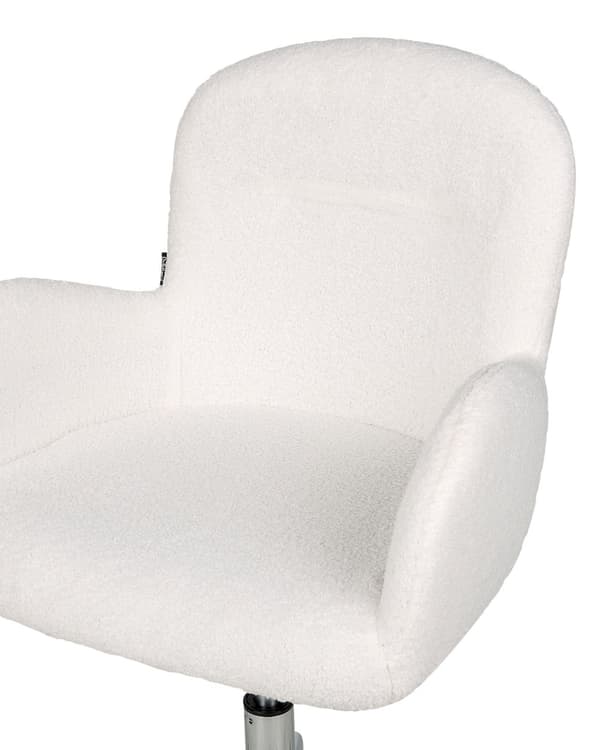 Lænestol med hvid buklee-polstring justerbar højde elegant moderne stil
