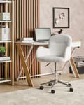 Miniatyrbillede 2 af 9: Lænestol med hvid buklee-polstring justerbar højde elegant moderne stil