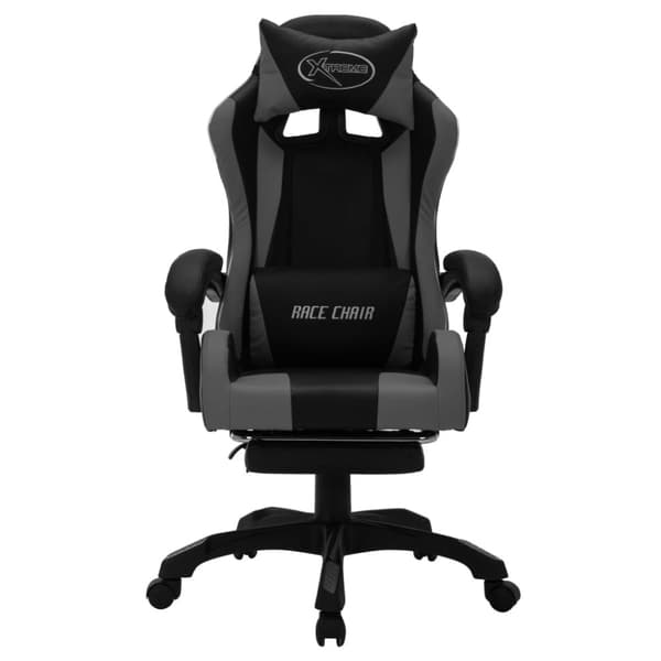 Pelituoli RGB LEDillä, harmaa ja musta, keinonahkaa