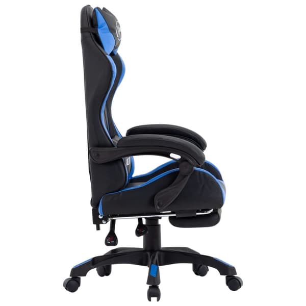 Gamingstol med fotstöd blå och svart konstläder