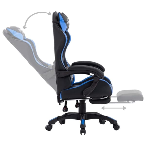 Gamingstol med fotstöd blå och svart konstläder