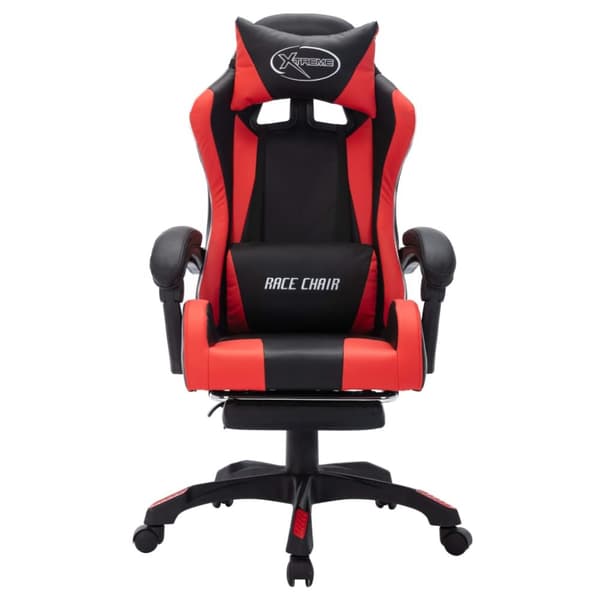 Pelituoli RGB LEDillä, punainen ja musta, keinonahkaa