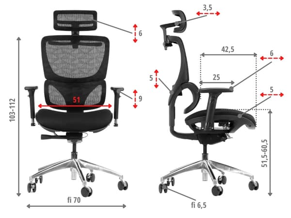 ErgoNew S1A ergonomisk stol med stofsæde