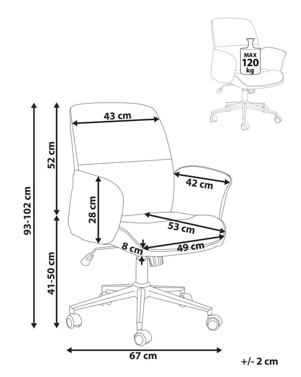 Skrivbordsstol Brun Polyester Snurrbar Kontorsstol på Hjul Med Armstöd Sovrum Med Justerbar Sits och Ryggstöd Gamingstol Kontor Gamingrum