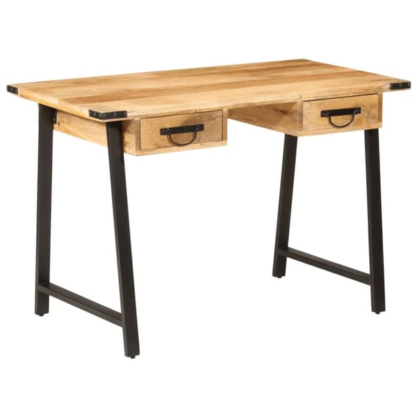 Työpöytä laatikoilla 105x55x70 cm täysi mangopuu ja rauta