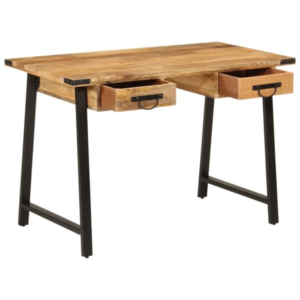 Työpöytä laatikoilla 105x55x70 cm täysi mangopuu ja rauta