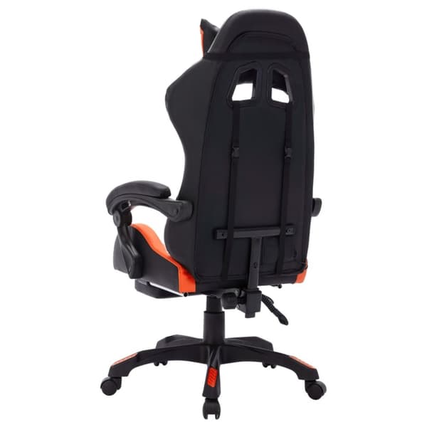Pelituoli RGB LEDillä, oranssi ja musta, keinonahkaa