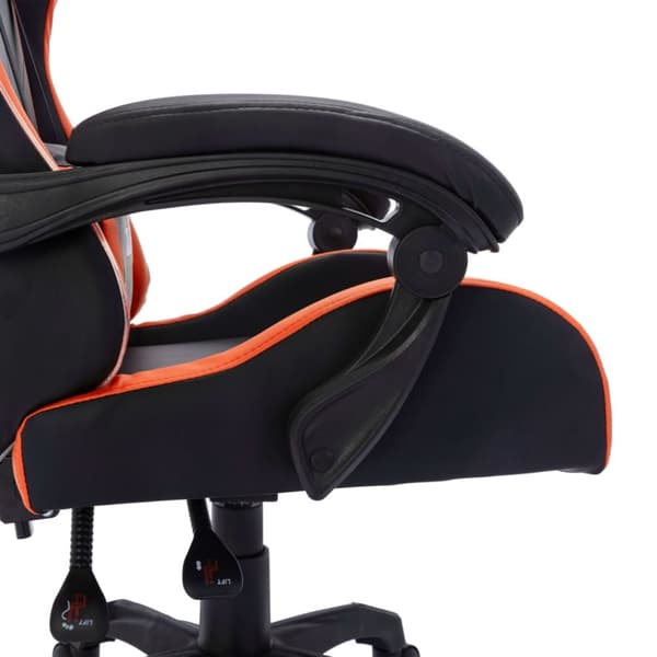 Pelituoli RGB LEDillä, oranssi ja musta, keinonahkaa