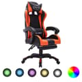 Pikkukuva 1 / 10: Pelituoli RGB LEDillä, oranssi ja musta, keinonahkaa