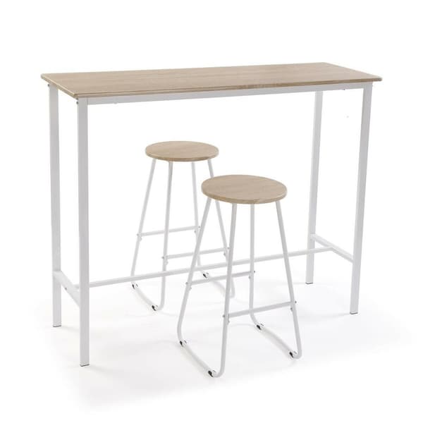 Bordsgrupp med 2 stolar Versa Vit PVC Metall Trä MDF 40 x 120 x 100 cm