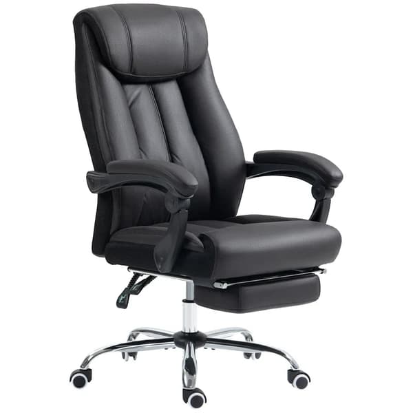 Rootz Kontorstol - Skrivebordsstol - Executive Chair - Fodstøtte - Højdejusterbar - 145° Vippevinkel - Mikrofiber 100% Polyester - Skum - Sort - 66 X