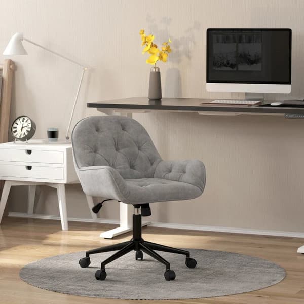 Rootz Kontorsstol - Skrivbordsstol - Datorstol - Justerbar i höjdled - Sammetslen polyester - Sammetslook - Grå - 60cm x 61cm x 91cm