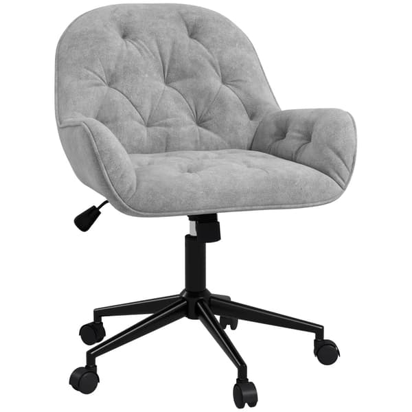 Rootz Kontorsstol - Skrivbordsstol - Datorstol - Justerbar i höjdled - Sammetslen polyester - Sammetslook - Grå - 60cm x 61cm x 91cm