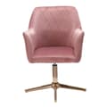 Miniatyrbillede 7 af 8: Rootz drejestol - Skrivebordsstol - Fløjlsbetræk - Polstret armlæn - 360° rotation - Guldbundsramme - 80-97 cm x 55 cm x 55 cm - Pink - 120 kg Kapacit