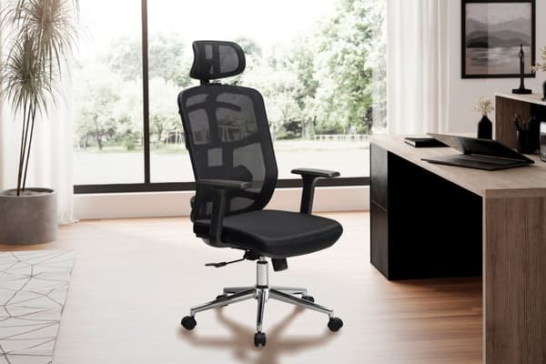 Rootz Moderni kääntyvä tuoli - Työtuoli - Ergonominen tuoli - Verkkopäällinen - Säädettävä ristiseläntuki - 120-130cm x 68cm x 68cm