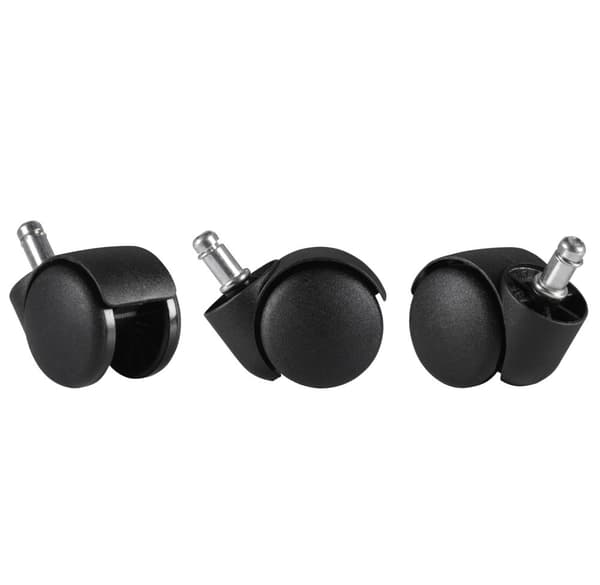 Rootz 5-delade set mattrullar för kontorsstol - Högkvalitativ plast - Svart - 11 mm stiftdiameter - 20 mm stiftlängd - 50 mm rulldiameter - Lämplig fö
