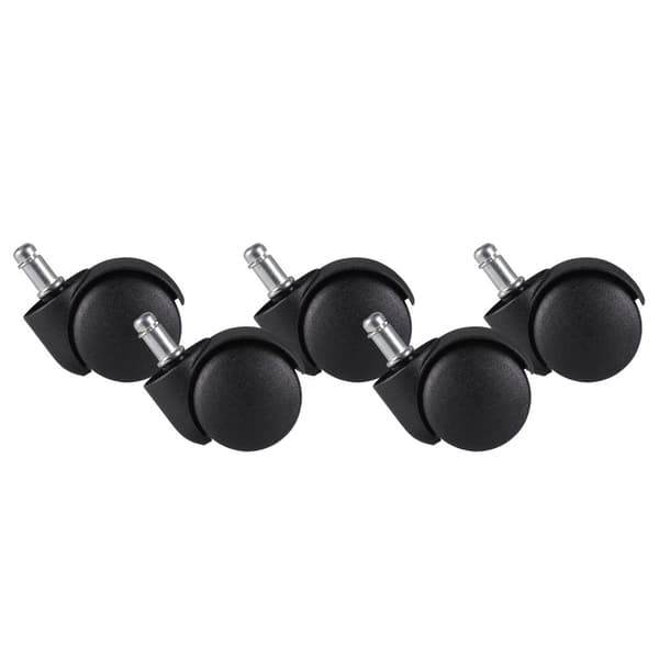 Rootz 5-delade set mattrullar för kontorsstol - Högkvalitativ plast - Svart - 11 mm stiftdiameter - 20 mm stiftlängd - 50 mm rulldiameter - Lämplig fö