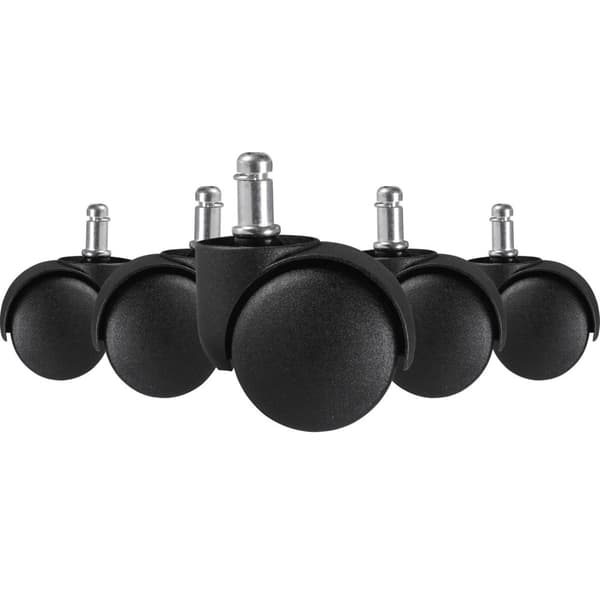 Rootz 5-delade set mattrullar för kontorsstol - Högkvalitativ plast - Svart - 11 mm stiftdiameter - 20 mm stiftlängd - 50 mm rulldiameter - Lämplig fö