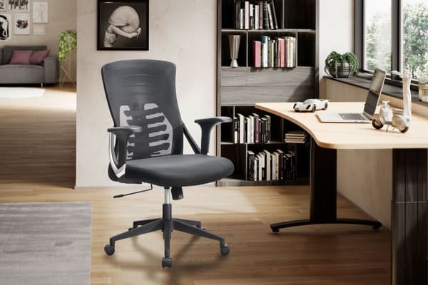 Rootz Moderni kääntyvä tuoli - Työtuoli - Ergonominen tuoli - Musta - Keinumekanismi - Säädettävä istuimen korkeus - Ristiselän tuki - Verkkopäällinen