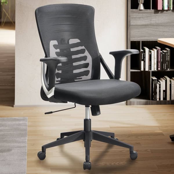 Rootz Moderni kääntyvä tuoli - Työtuoli - Ergonominen tuoli - Musta - Keinumekanismi - Säädettävä istuimen korkeus - Ristiselän tuki - Verkkopäällinen