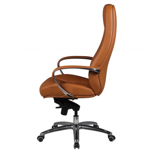 Rootz Executive -tuoli - Aito nahka - Timanttimuotoilu - Alumiinipohja - Karamelliväri - Ergonomiset säätimet - Ristiselän tuki - Kantavuus 120 kg - 1