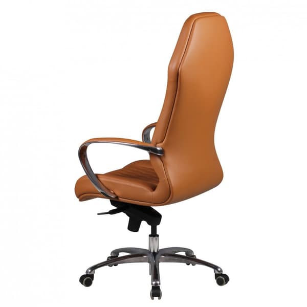 Rootz Executive Chair - Ægte læder - Aluminiumsarmlæn - Ergonomisk design - Karamelfarve - 126-136cm x 70cm x 70cm