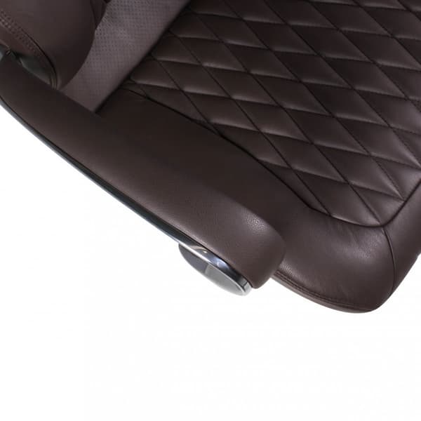 Rootz Executive Chair - Diamantdesign - Ægte læder - Aluminiumsarmlæn - Ergonomisk - Åndbar - Brun/sølv - 126-136cm x 67cm x 45cm