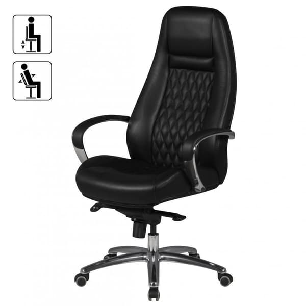Rootz Executive -tuoli - Aito nahka - Timanttimuotoilu - Alumiinijalusta - Ergonomiset hallintalaitteet - Ristiselän tuki - 120 kg:n kuormitus - 120-1