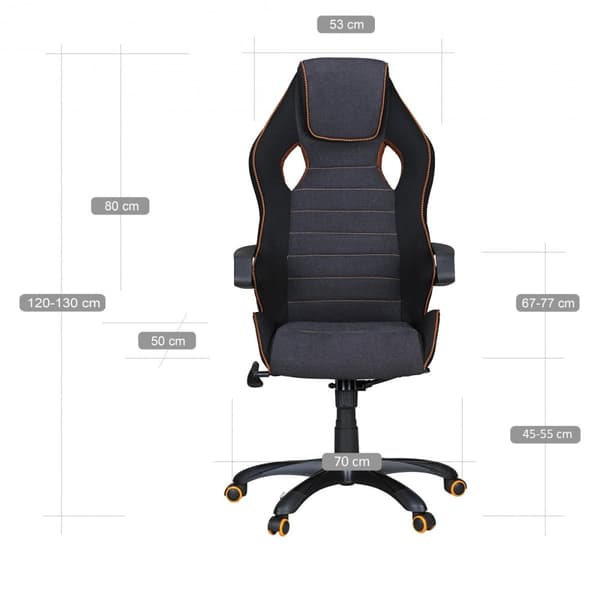 Rootz Ergonomic Racing Kontorstol - Drejestol - Justerbart ryglæn - Åndbart stof - Kontrasterende farve - Racing armlæn - Synkron mekanisme - 120 kg K
