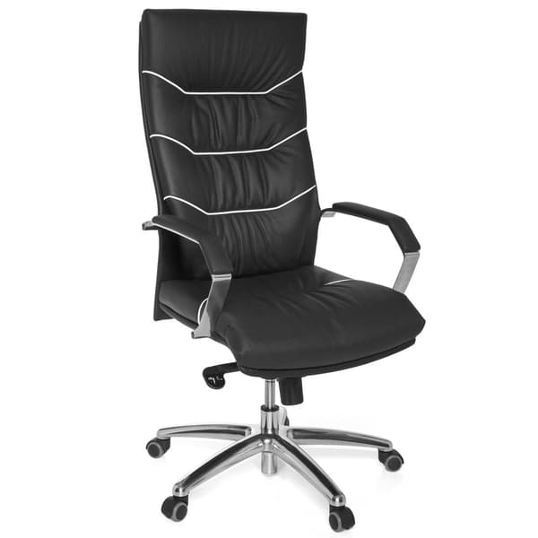 Rootz XXL Executive Chair - Kontorsstol - Ergonomisk stol - Äkta läder - Svankstöd - Kromarmstöd - Multiblock Mekanik - Anti-Shock-funktion - 120 kg L