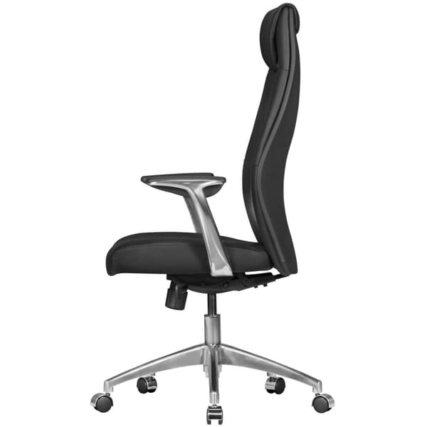 Rootz XXL Executive Chair - Kontorstol - Ægte læderstol - Komfortabelt bredt ryglæn - Justerbar 3-trins synkron mekanisme - Højkvalitets aluminiumsarm