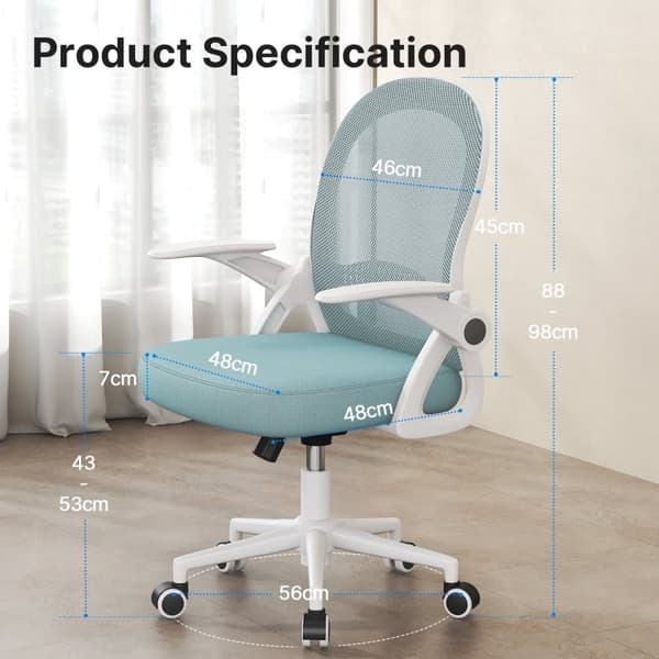 Ergonomisk stol i mesh som andas, justerbara armstöd för vridstol och höjd för hemmakontor
