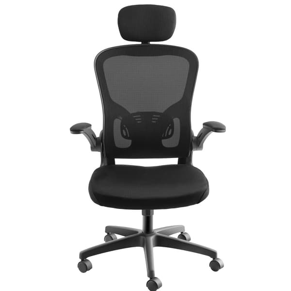 Kontorstol Arges, ergonomisk med justerbar nakkestøtte - sort