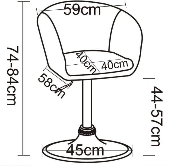 Rootz kääntyvä lepotuoli - Ergonominen toimistotuoli - Säädettävä pöytätuoli - Mukava, tukeva, kestävä - Synteettinen nahka - 74-87cm x 41cm x 40cm