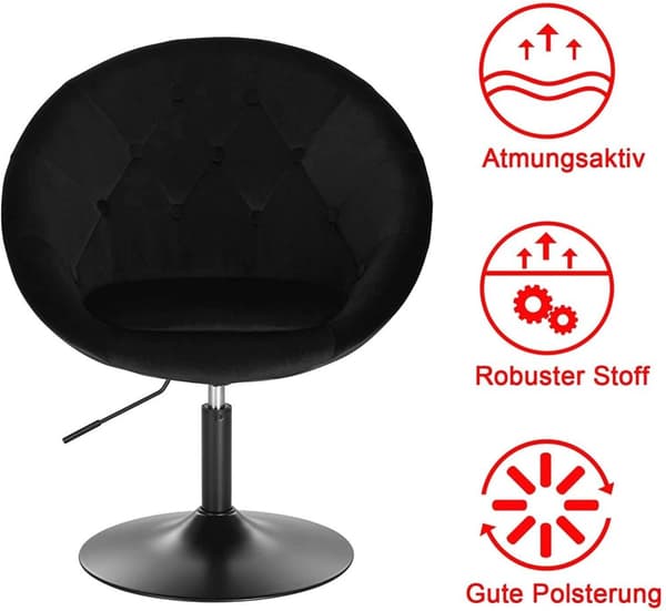 Rootz Velvet pyörivä tuoli - Työtuoli - Baarijakkara - Ergonominen muotoilu - Kestävä rakenne - Säädettävä korkeus - 46cm x 44cm x 81-93cm