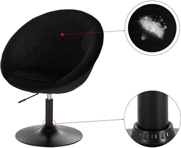 Rootz Velvet pyörivä tuoli - Työtuoli - Baarijakkara - Ergonominen muotoilu - Kestävä rakenne - Säädettävä korkeus - 46cm x 44cm x 81-93cm