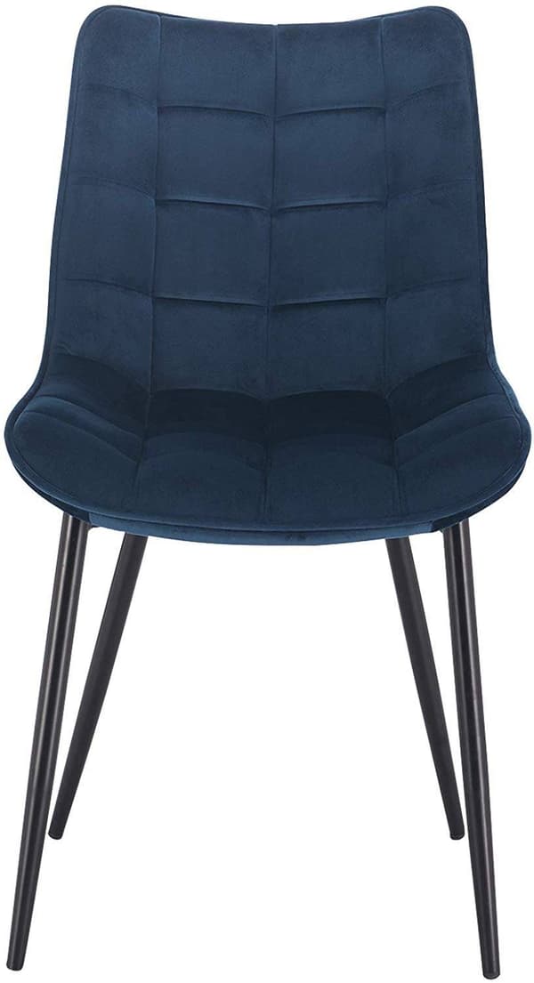 Rootz Set med 2 matstolar - Sammetsstolar - Benstolar i blå metall - Ergonomiska och hållbara - Golvskydd - 46 x 40,5 cm sits