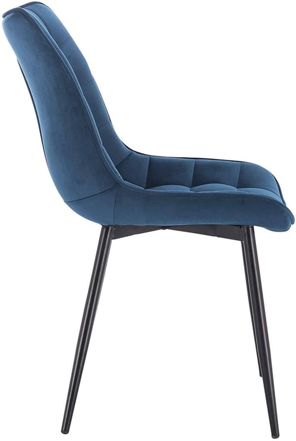 Rootz Set med 2 matstolar - Sammetsstolar - Benstolar i blå metall - Ergonomiska och hållbara - Golvskydd - 46 x 40,5 cm sits