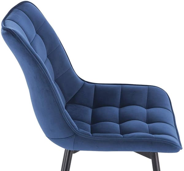 Rootz Set med 2 matstolar - Sammetsstolar - Benstolar i blå metall - Ergonomiska och hållbara - Golvskydd - 46 x 40,5 cm sits