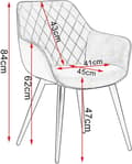 Miniatyrbillede 3 af 9: Rootz Velvet spisestuestol - Ergonomisk stol - Komfortabel stol - Højdensitetsskum - Holdbart metalstel - Justerbare fødder - 84 cm x 41 cm x 45 cm