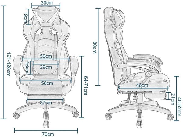 Rootz Gaming Chair - Kontorstol - Computerstol - Åndbart mesh - Justerbar komfort - Ergonomisk design - 121cm-128cm x 56cm x 46cm